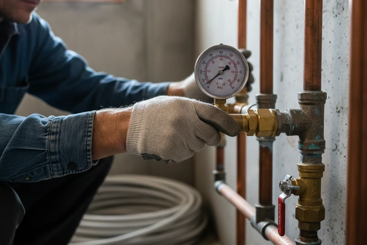 Pressure testing a repaired line during Water Line Repair in Massillon